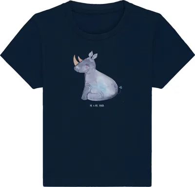 Produktbild von Mr. & Mrs. Panda  T-Shirt Einhorn Nashorn 24. - 36. Monat - French Navy - Geschenk, Unicorn, Kinder, Öko Baby, Glitzer, Zoo, Babyshirt, Jerseyshirt, Lustig, Regenbogen