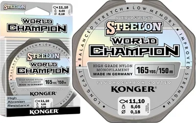 Zdjęcie produktu dla Żyłka Konger World Champion Fluorocarbon Coated 0,18 mm/5,05 kg/150 m – żyłka monofilowa o wyjątkowej wytrzymałości! (0,02 €/m)
