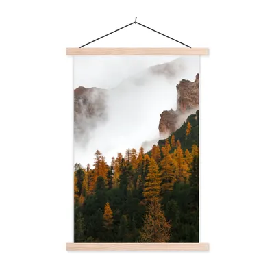 Produktbild von MuchoWow® Textilposter Kiefer - Herbst - Berg - Landschaft 120x180 cm mit holzfarbenen Rahmen - Textil-Plakat