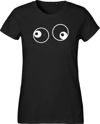 Produktbild von Huuraa Damen T-Shirt Freaky Eyes L Black Bio Baumwolle Fairtrade Damenshirt Geschenkidee