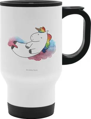 Produktbild von Mr. & Mrs. Panda Thermobecher Einhorn Wolke 7 - Weiß - Geschenk, kaffeebecher mit deckel, Deko, To Go, Lustig, Einhörner, Menschen, Unicorn, Groß, thermosbecher