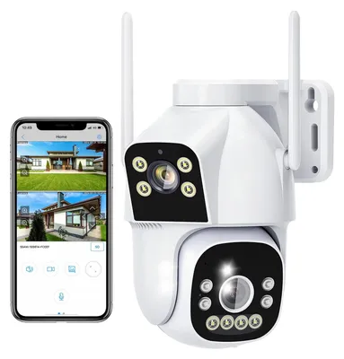 Immagine prodotto di Telecamera di sicurezza Wi-Fi per esterni, con doppia lente (2MP+2MP) – Rotazione a 360° con visione notturna a colori