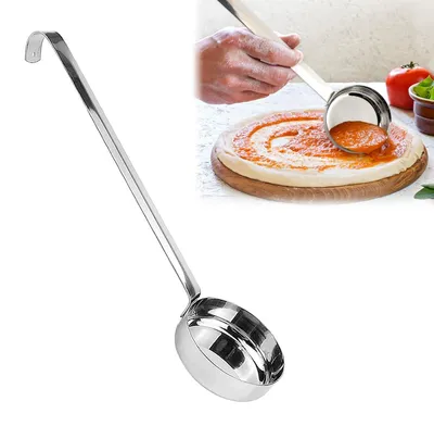 Saucenlöffel aus Edelstahl, 27 cm, flacher Boden, mit Haken