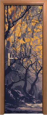 Produktbild von Türposter 70x200 cm Türaufkleber Türtapete Türfolie Klebefolie Nacht Herbst Wald Landschafts Malerei