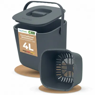 Produktbild von YourCasa Biomülleimer Küche 4L Komposteimer Küche für alltäglichen Biomüll Behälter - Spülmaschinenfest Anthrazit