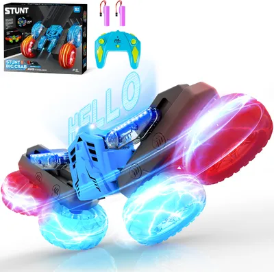 Productafbeelding van Afstandsbestuurde auto voor kinderen vanaf 3, 4, 5, 6, 8 en 10 jaar. RC-auto met afstandsbediening, 360° stuntauto met LED-lichten, speelgoed