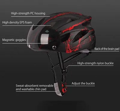 Produktbild von Famanu Fahrradhelm für Erwachsene - Herren Damen - Schützender Helm mit Magnetvisier - Schwarz und Weiß