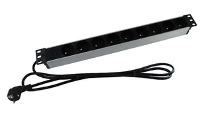 Obrázek produktu pro Napájecí lišta do racku B7112 19" panel 1U, 9 zásuvek, 2m