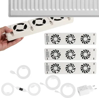 Productafbeelding van Bettizia radiatorversterker, uitbreidingsset, universeel, inclusief netadapter, set van 3 ventilatoren
