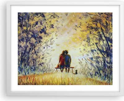 Produktbild von Gerahmtes Poster - Weißer Rahmen - Liebhaber auf Bank - 50x40 cm - Wand Bild - Wanddeko - Wandbilder - Kunstposter - Wandposter - Bilderrahmen - Bilder - Kunstdruck - Wanddekoration - P2WAA50x40-4578
