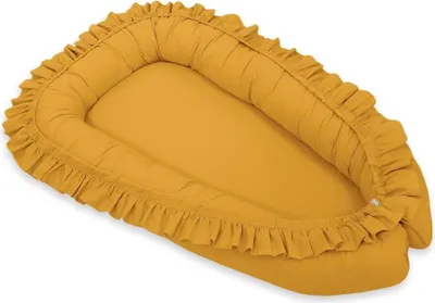 Obrázok produktu pre Detské hniezdo, kokón, bezpečný a útulný spánok, prémiový kokón s volánikmi - bellafurn medovo žltá