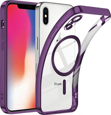 Obrázek produktu pro Pouzdro na mobilní telefon pro iPhone XS Max s ochranou Magsafe a ochranou fotoaparátu, magnetický ultratenký průhledný kryt Pouzdro Purple