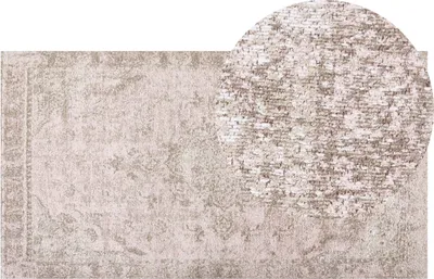 Produktbild von BELIANI Teppich Baumwolle Polyester Rosa 80 x 150 cm Orientalisches Muster Distressed Vintage Wohndekoration