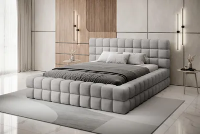 Obrázek produktu pro Čalouněná postel s úložným prostorem 180x200 DELVIRO - světle šedá 2