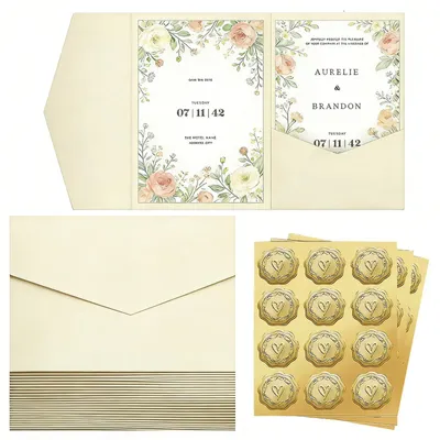 Productafbeelding van 25 Stuks Kraftpapier Pocketfold Enveloppen met Zelfklevende Waszegels