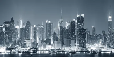Produktbild von Tulup® Glas-Bild - 100x50 -Wandkunst - Wandbild hinter gehärtetem Sicherheitsglas  - Sehenswürdigkeiten & Architektur - Manhattan New York - Schwarzweiß