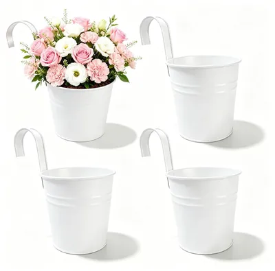 Produktbild von Set von 4 Vintage Hängenden Blumentöpfen, 18 cm