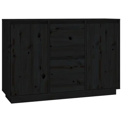 Produktbild von Sideboard Schwarz 111x34x75 cm Massivholz Kiefer