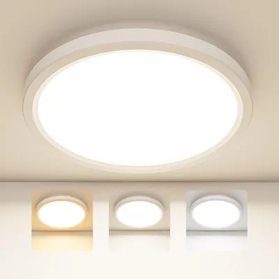 Produktbild von Deckenlampe LED Deckenleuchte, 18W 3Farben-3000K/4000K/6500K, 1800LM/IP44 Wasserfest Modern Ultradünn Rund Badlampe Decke, Flach LED Lampen für Badezimmer, Wohnzimmer, Schlafzimmer, Küche (22cm) – Xdd