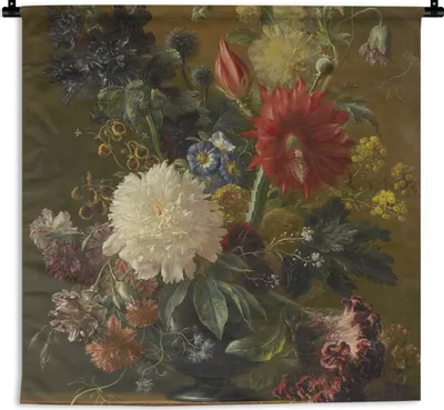 Produktbild von MuchoWow® Wandteppich Wandbehang Stilleben - Gemälde von G.J.J Van Os 60x60 cm Tapisserie Dekoration Wandtuch - Dekorationen - Wand Decke