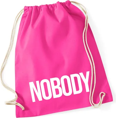 Produktbild von Huuraa Turnbeutel Nobody Schriftzug 12 Liter Fuchsia Baumwolle Rucksack Geschenkidee