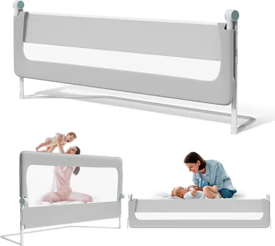 Produktbild von Clanmacy 180cm Kinder Bettschutzgitter Bettgitter Kinderbettgitter Babybettgitter Klappbar Höhenverstellbar Rausfallschutz für Familienbett und Kinderbett