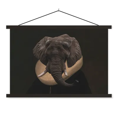 Produktbild von MuchoWow® Textilposter Alte Meister - Elefant - Kunst 60x40 cm mit schwarzem Rahmen - Hölzernes