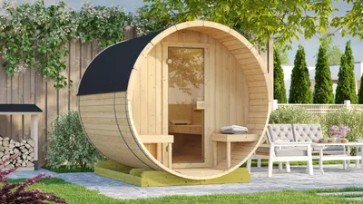 Produktbild von Fasssauna FS 198, 38 mm Wandstärke - B x T x H -  - Naturbelassen