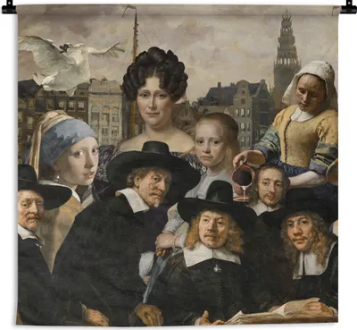 Produktbild von MuchoWow® Wandteppich Wandbehang Kunst - Alte Meister - Collage 90x90 cm Tapisserie Dekoration Wandtuch - Wandaufhänger