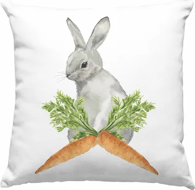 Produktbild von Trendation - Deko-Kissen mit Füllung 40x40 Ostern Ostergeschenke Kinder Jugendliche Geschenke Lustige Grafik Osterhase Osterei Karrotte (Grün)