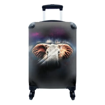 Produktbild von MuchoWow® Koffer Handgepäck Trolley Rollkoffer Kleine Reisekoffer mit 4 Rollen - Elefant - Schwarz - Farben - Cabin Size < 55x40x23 cm & 55x40x20 cm - Fotokoffer - Kabinenkoffer - Boardgepäck - Reise-Box - Reisekoffer - Reisegepäck - Koffer mit Bild - Trolley für Kinder