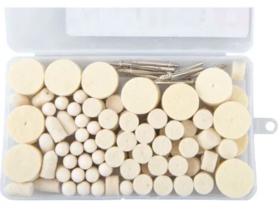 Obrázek produktu pro EXTOL CRAFT kotouče plstěné leštící sada 120ks, 10* unašeč 3,2mm, 903760