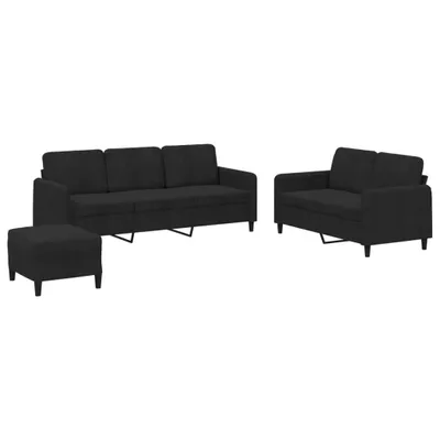 Produktbild von 3-tlg. Sofagarnitur Schwarz Samt