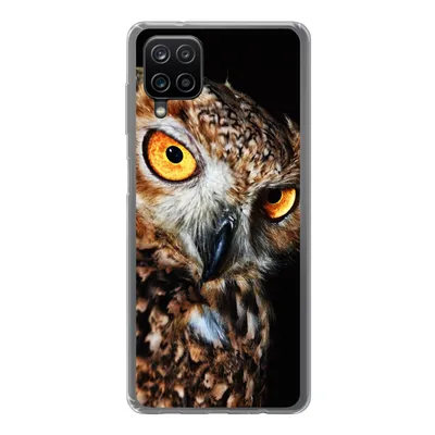 Produktbild von MuchoWow® Handyhülle Schutzhülle Hülle für Samsung Galaxy A12 Eule - Schwarz - Gelb Silikon Softcase Handy Hülle - Bild