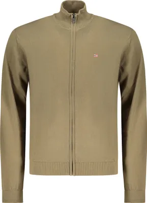 Immagine prodotto di Cardigan verde da uomo: stile casual, collo alto, chiusura con zip