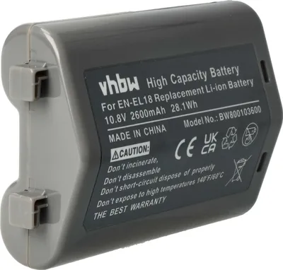 Produktbild von vhbw Akku kompatibel mit Nikon D4, Z9 Kamera (2600 mAh, 10,8 V, Li-Ion), Infochip