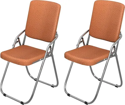 Produktbild von Klappstühle 2er Set,Esszimmerstuhl Stapelstuhl Balkonstuhl Stuhl Metall Klappstuhl Gepolstert Kunstleder für Küche,Büro,Garten,Balkon 46x53x86cm