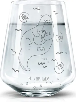 Produktbild von Mr. & Mrs. Panda Glas Otter Seerose - Transparent - Geschenk, Fluss, glücklich, Trinkglas, Wasserbecher, Wasser, Wasserglas, Becherglas, Seeotter, Tumbler