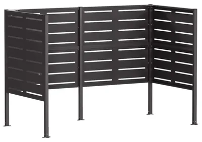 Image de Paravent pour poubelles, 167 x 85 x 113 cm, acier, noir