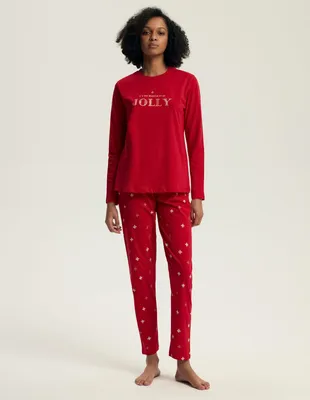 Produktbild von Henderson Damen Pyjama aus 100% Baumwolle - Bequeme Homewear für Herbst/Winter 2025, Langarm, Rot, Modell 43718, Atmungsaktiv, Ideal für Zuhause M