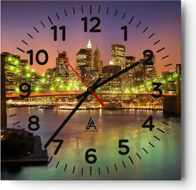 Produktbild von Wanduhr - Quadrat - Glasuhr - New York Brücke - 40x40cm - Schleichendes Uhrwerk - Lautlos - zum Aufhängen bereit - Dekoration Modern - Wanddekoration aus Glas - C4AC40x40-3517