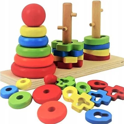 Zdjęcie produktu dla Drewniana Układanka Logiczna Piramidka Montessori
