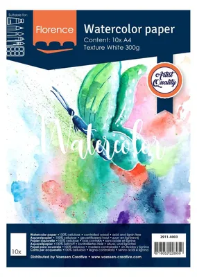 Productafbeelding van Vaessen Creative Florence Aquarelpapier, A4, wit, 300 g/m², gestructureerd papier