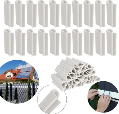Produktbild von Befestigungsclips für Zaunfolie, Befestigungsklammern für Sichtschutzstreifen 4,5cm, 20St. WEIß
