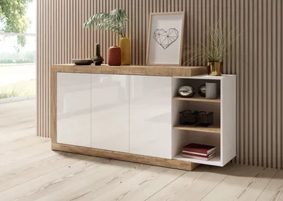 Produktbild von Kommode mit Regalböden KASPAR – Eiche Samdal / weiß