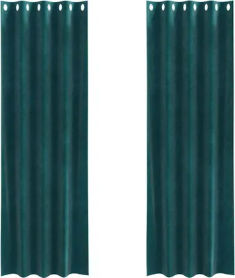 Produktbild von vidaXL Verdunkelungsvorhänge 2 pcs Dunkelgrün 140 x 260 cm Samt