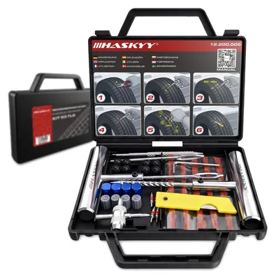 Produktbild von HASKYY Reifenreparatur Set 53 tlg Flickzeug Pannenset für Auto, PKW, Motorrad