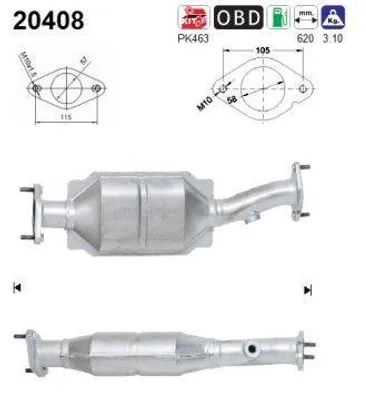 Produktbild von AS Katalysator Kat für FORD MONDEO III Kombi (BWY) 20408
