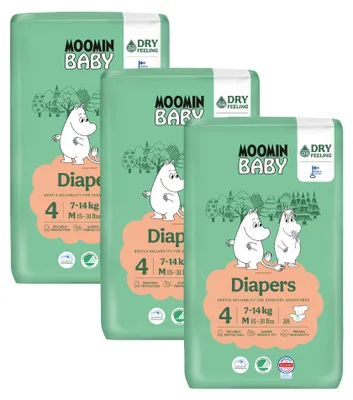 Produktbild von Moomin Baby - Moomin - Eco Windeln - Größe 4 - 7 bis 14 kg - Vorteilspackung