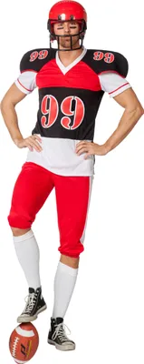 A man wearing an American football costume.